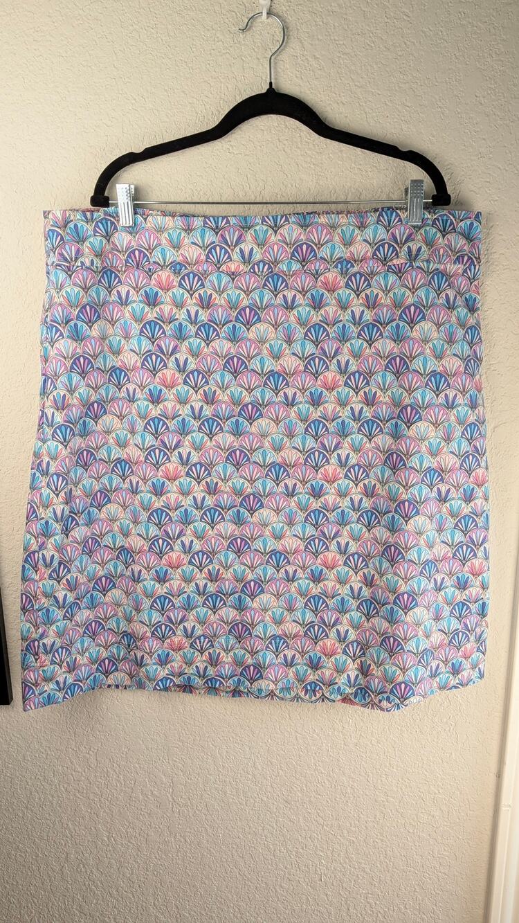 Talbots Woman Stretch Cotton Pencil Skirt 18W Purple Blue Pink Boho Print Office